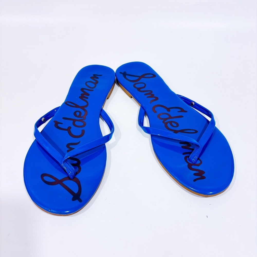 Sam Edelman Blue Patent Flip Flop Sandals